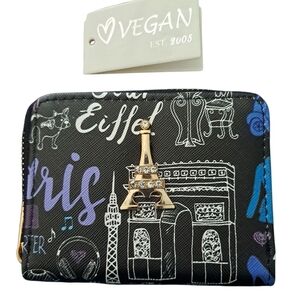 Paris-themed Zip-around Wallet with an Eiffel Tower